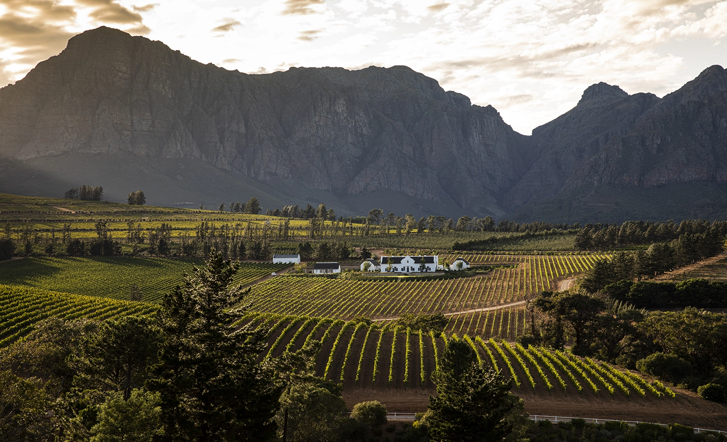 Manor house, Brookdale positioned on set against the backdrop of the Klein Drakenstein mountains