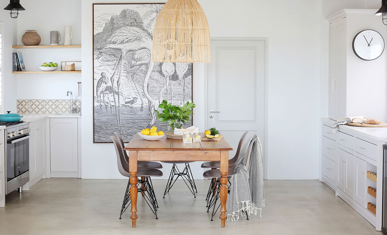Cool floors, crisp white walls: beach house bliss in the heat of summer