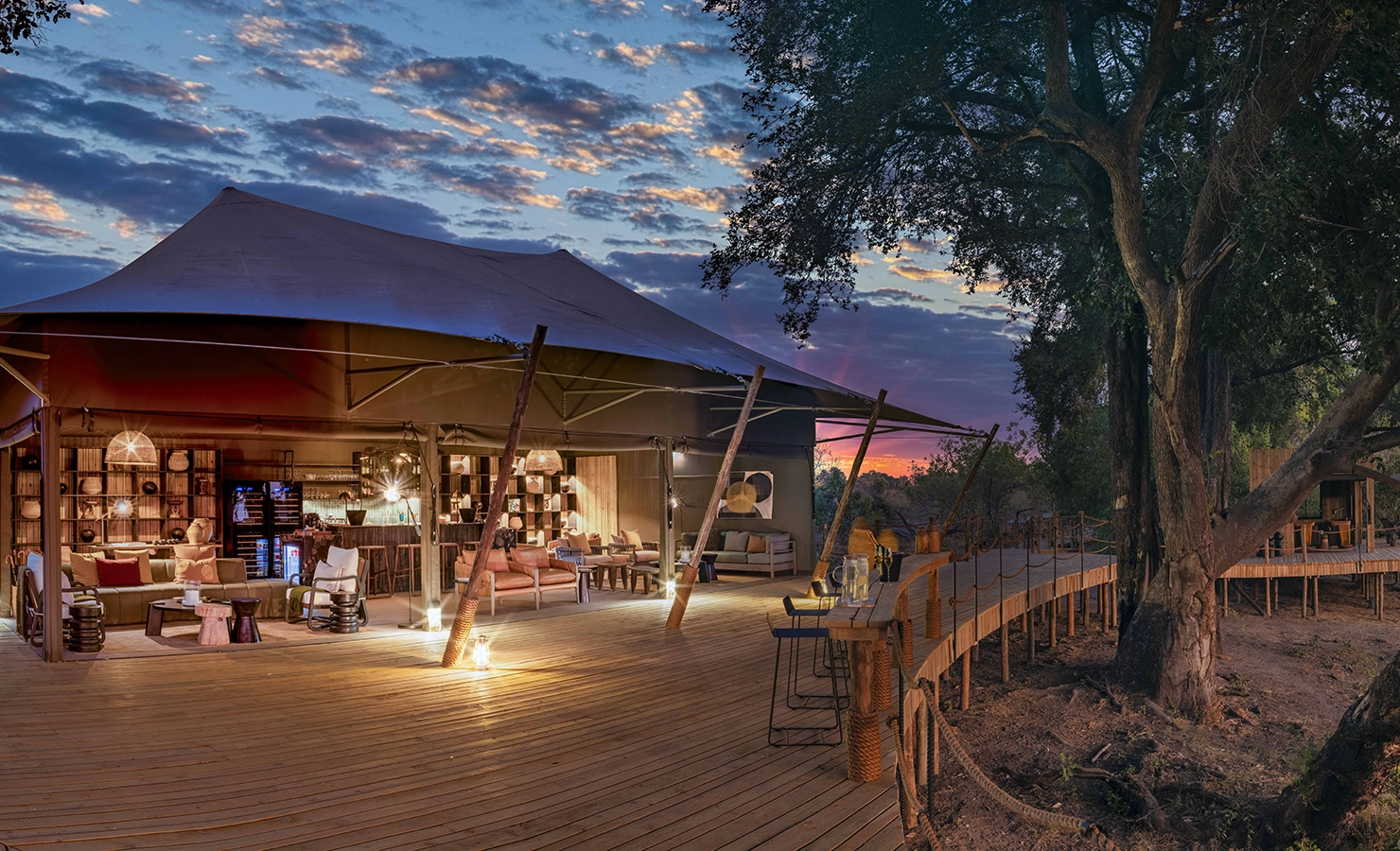 Perfect Hideaways, North Island, Nighttime view of the patio from a distance