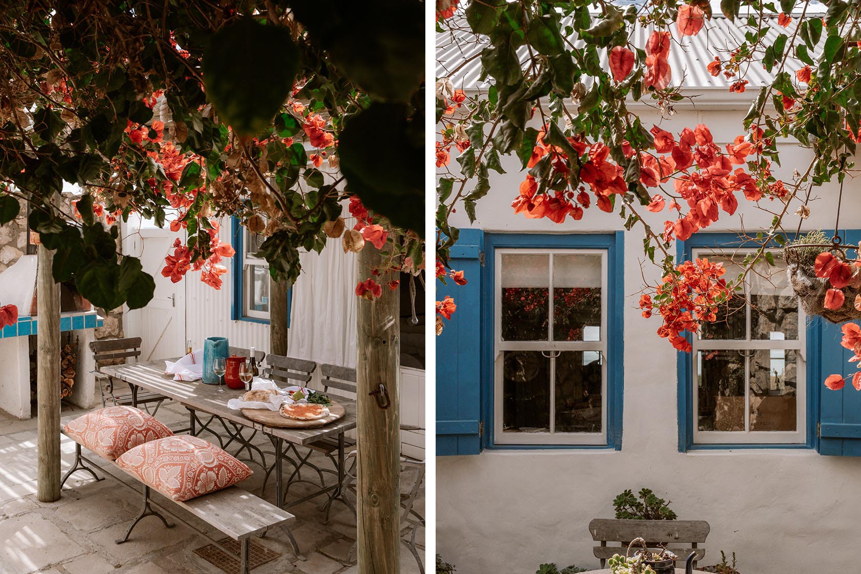 Perfect Hideaways - A welcoming lounge with a crackling wood-burning fireplace, eclectic artwork, built-in bookshelves and bright patterned cushions creating a cosy West Coast retreat Seagull Cottage_Churchhaven_West Coast_Western Cape_South Africa