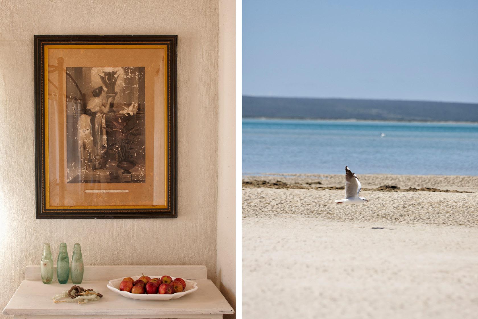 Perfect Hideaways vintage artwork and serene lagoon shoreline, Seagull Cottage, Churchhaven